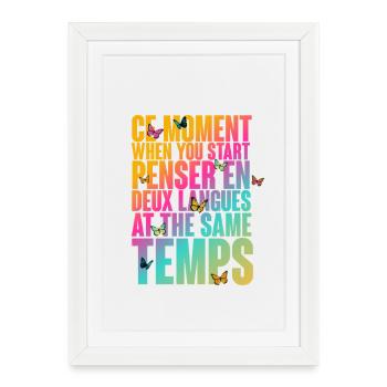 Message à motif coloré avec des papillons - Affiche encadrée (27 × 37 cm) - blanc - Devant