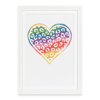 Rainbow Leopard Heart Design - Framed poster (27 × 37 cm) - white - Front