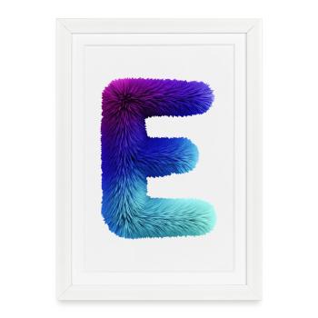 Letter E fur effect | Gradient purple blue - Framed poster (27 × 37 cm) - white - Front
