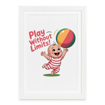 Bébé joueur avec un ballon de plage - Affiche encadrée (27 × 37 cm) - blanc - Devant
