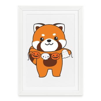 Costume de fantôme citrouille d'Halloween du panda roux - Affiche encadrée (27 × 37 cm) - blanc - Devant