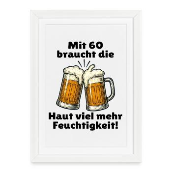 Men's 60th birthday beer saying - Framed poster (27 × 37 cm) - white - Front