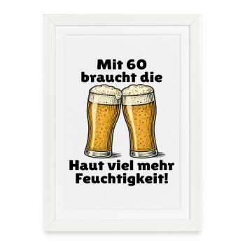 Men's 60th birthday beer saying - Framed poster (27 × 37 cm) - white - Front