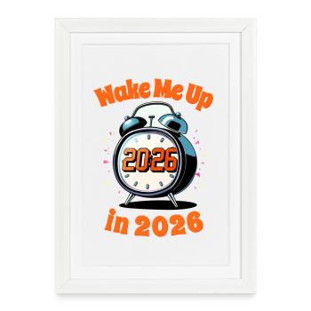 Retro Vintage Alarm Clock Design 2026 New Year - Framed poster (27 × 37 cm) - white - Front