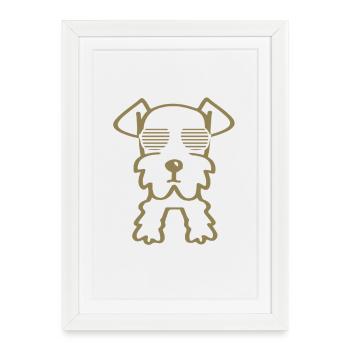 Schnauzer cool avec lunettes de soleil minimaliste - Affiche encadrée (27 × 37 cm) - blanc - Devant