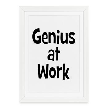 Le génie à l’œuvre - Genie bei der Arbeit - Affiche encadrée (27 × 37 cm) - blanc - Devant