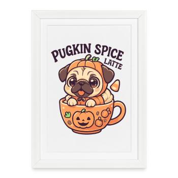 Carlin Citrouille Épicé Latte Design - Affiche encadrée (27 × 37 cm) - blanc - Devant