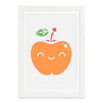 Pomme Joyeuse Illustrée Nectarine - Affiche encadrée (27 × 37 cm) - blanc - Devant