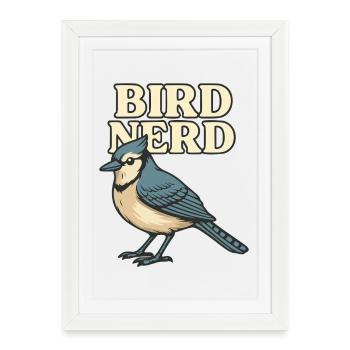 Motif Nerd Oiseau 2 - Affiche encadrée (27 × 37 cm) - blanc - Devant
