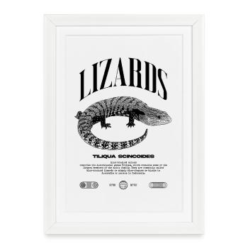 Langue Bleue Scinque Reptile Keeper Streetwear - Affiche encadrée (27 × 37 cm) - blanc - Devant