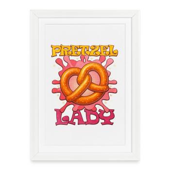 Bretzel coloré avec le slogan d’une fille - Affiche encadrée (27 × 37 cm) - blanc - Devant