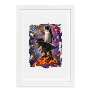 L'aventure galactique de la pizza aux animaux - Affiche encadrée (27 × 37 cm) - blanc - Devant