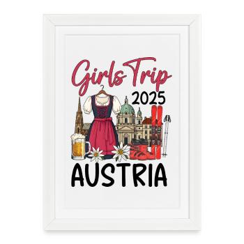 Voyage entre filles 2025 en Autriche - Affiche encadrée (27 × 37 cm) - blanc - Devant