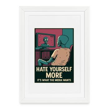 Creepy squelette zombie TV miroir design - Affiche encadrée (27 × 37 cm) - blanc - Devant