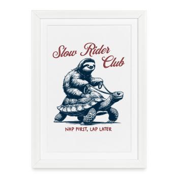 Slow Rider Club - Paresseux et Tortue - Affiche encadrée (27 × 37 cm) - blanc - Devant