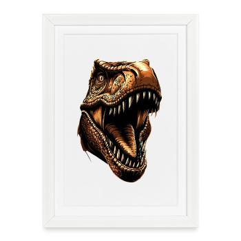 T-Rex Tyrannosaurus Rex Dino Papa Dinosaure - Affiche encadrée (27 × 37 cm) - blanc - Devant