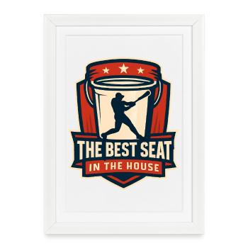 Le meilleur siège de la maison Bucket Dad Baseball Dad - Affiche encadrée (27 × 37 cm) - blanc - Devant