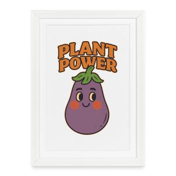 Aubergine ludique avec un message - Affiche encadrée (27 × 37 cm) - blanc - Devant