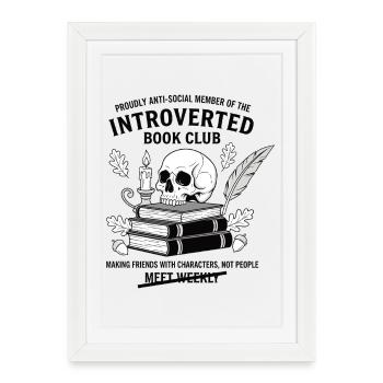 Conception d'un club de lecture antisocial et introverti - Affiche encadrée (27 × 37 cm) - blanc - Devant
