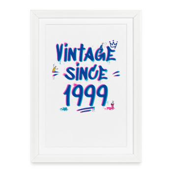  Vintage 1999 Graffiti Glitch - 26 Years of - Framed poster (27 × 37 cm) - white - Front