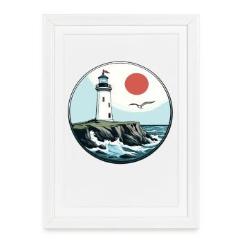 phare - Affiche encadrée (27 × 37 cm) - blanc - Devant