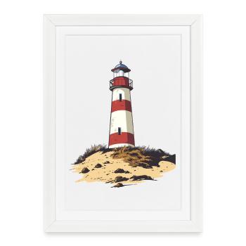 Phare sur une côte accidentée - Affiche encadrée (27 × 37 cm) - blanc - Devant
