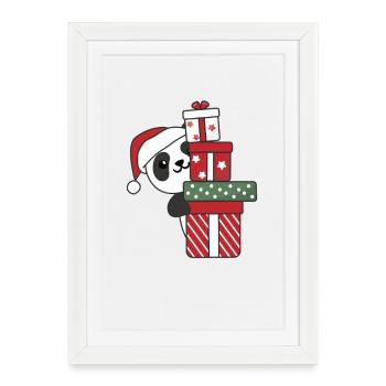 Panda Christmas Gift Winter Animals Pandas - Framed poster (27 × 37 cm) - white - Front