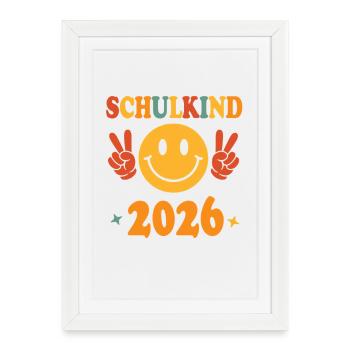 Écolier 2026 Happy Design - Affiche encadrée (27 × 37 cm) - blanc - Devant