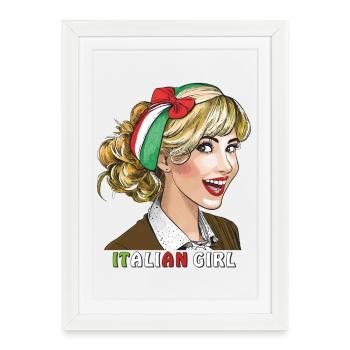 FEMME ITALIE FILLE ITALIENNE - Affiche encadrée (27 × 37 cm) - blanc - Devant
