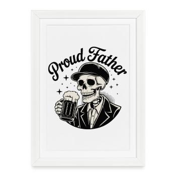 Skull Father Cheers Tee - Framed poster (27 × 37 cm) - white - Front
