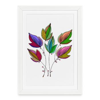 feuilles - Affiche encadrée (27 × 37 cm) - blanc - Devant