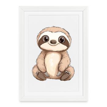 Motif de paresseux mignon pour les fans de la nature - Affiche encadrée (27 × 37 cm) - blanc - Devant