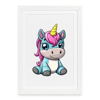 Cute baby unicorn character - Framed poster (27 × 37 cm) - white - Front