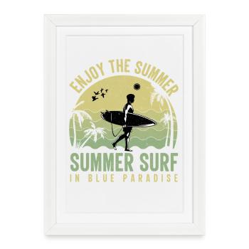 Surfeurs d’été à Blue Paradise - Affiche encadrée (27 × 37 cm) - blanc - Devant