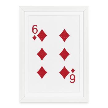Carte Six Diamants - Affiche encadrée (27 × 37 cm) - blanc - Devant