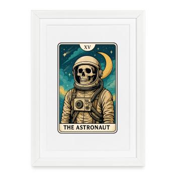 Astronaute avec crâne et ciel étoilé - Affiche encadrée (27 × 37 cm) - blanc - Devant