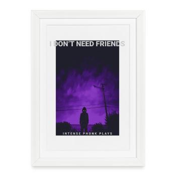 Im Late I Dont Care Saying Neon Motif Dark Phonk - Framed poster (27 × 37 cm) - white - Front