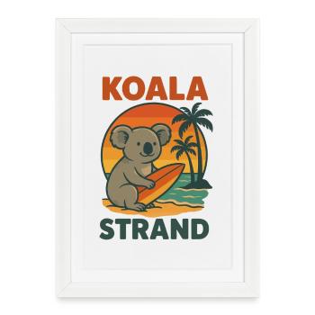 Koala Surfing Sunday Holiday Beach Holiday Retro - Framed poster (27 × 37 cm) - white - Front