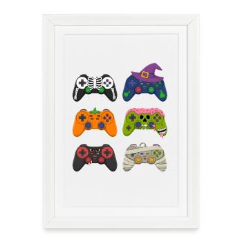 Spooky Scary Video Game Controller Halloween Gamer - Framed poster (27 × 37 cm) - white - Front
