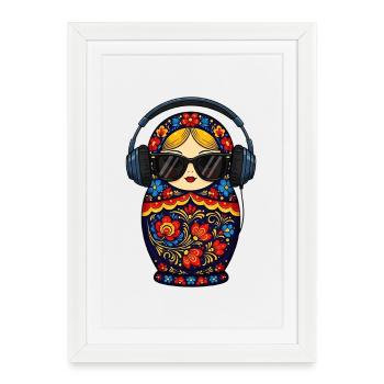 Russe Matriochka Musique Russie Russe - Affiche encadrée (27 × 37 cm) - blanc - Devant