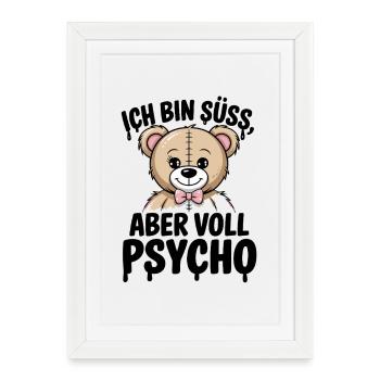 Ours en peluche câlin avec arc - tout ira bien - Affiche encadrée (27 × 37 cm) - blanc - Devant
