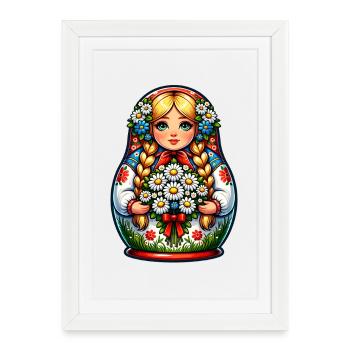 Matriochka en russe Matriochka Poupée Russe - Affiche encadrée (27 × 37 cm) - blanc - Devant