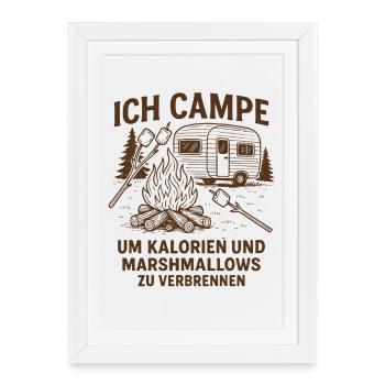 Je campe pour des calories et des guimauves - Affiche encadrée (27 × 37 cm) - blanc - Devant
