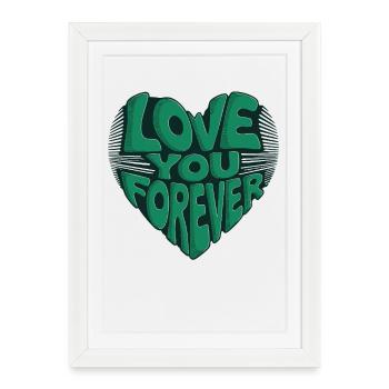 Motif cœur « Je t'aime pour toujours » - Affiche encadrée (27 × 37 cm) - blanc - Devant