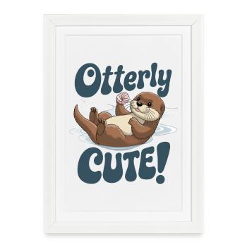 Otterly Loutre mignonne avec coquille - Affiche encadrée (27 × 37 cm) - blanc - Devant