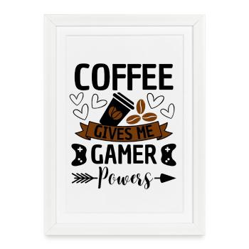 Coffee Gamer alimente l'humour du jeu vidéo - Affiche encadrée (27 × 37 cm) - blanc - Devant