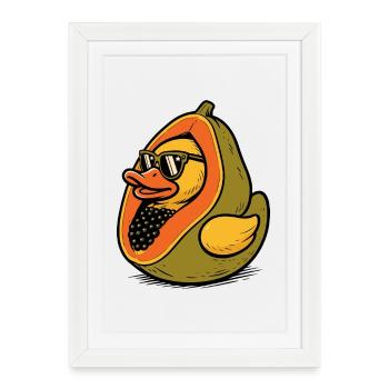 Design de mélange estival avec papaye de canard - Affiche encadrée (27 × 37 cm) - blanc - Devant