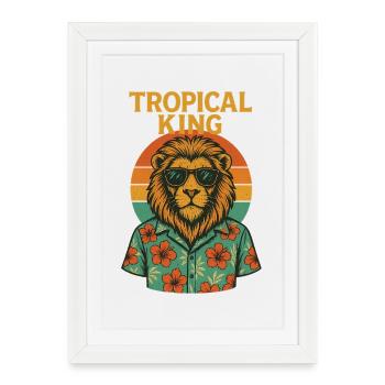 Roi tropical - Lion - Affiche encadrée (27 × 37 cm) - blanc - Devant