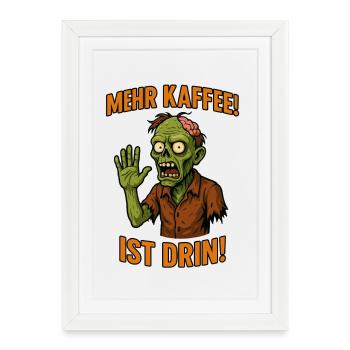 Zombie humoristique avec un geste de café - Affiche encadrée (27 × 37 cm) - blanc - Devant