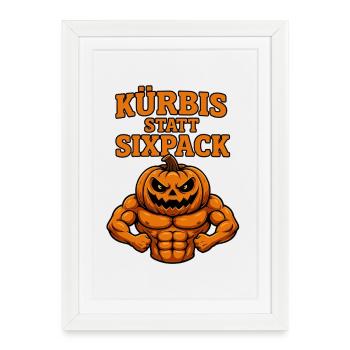 Pumpkin vs Six-Pack Halloween Shirt - Framed poster (27 × 37 cm) - white - Front